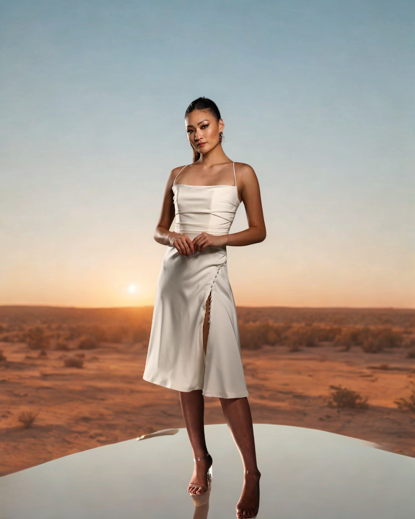 Cherie Pearl Slit Dress